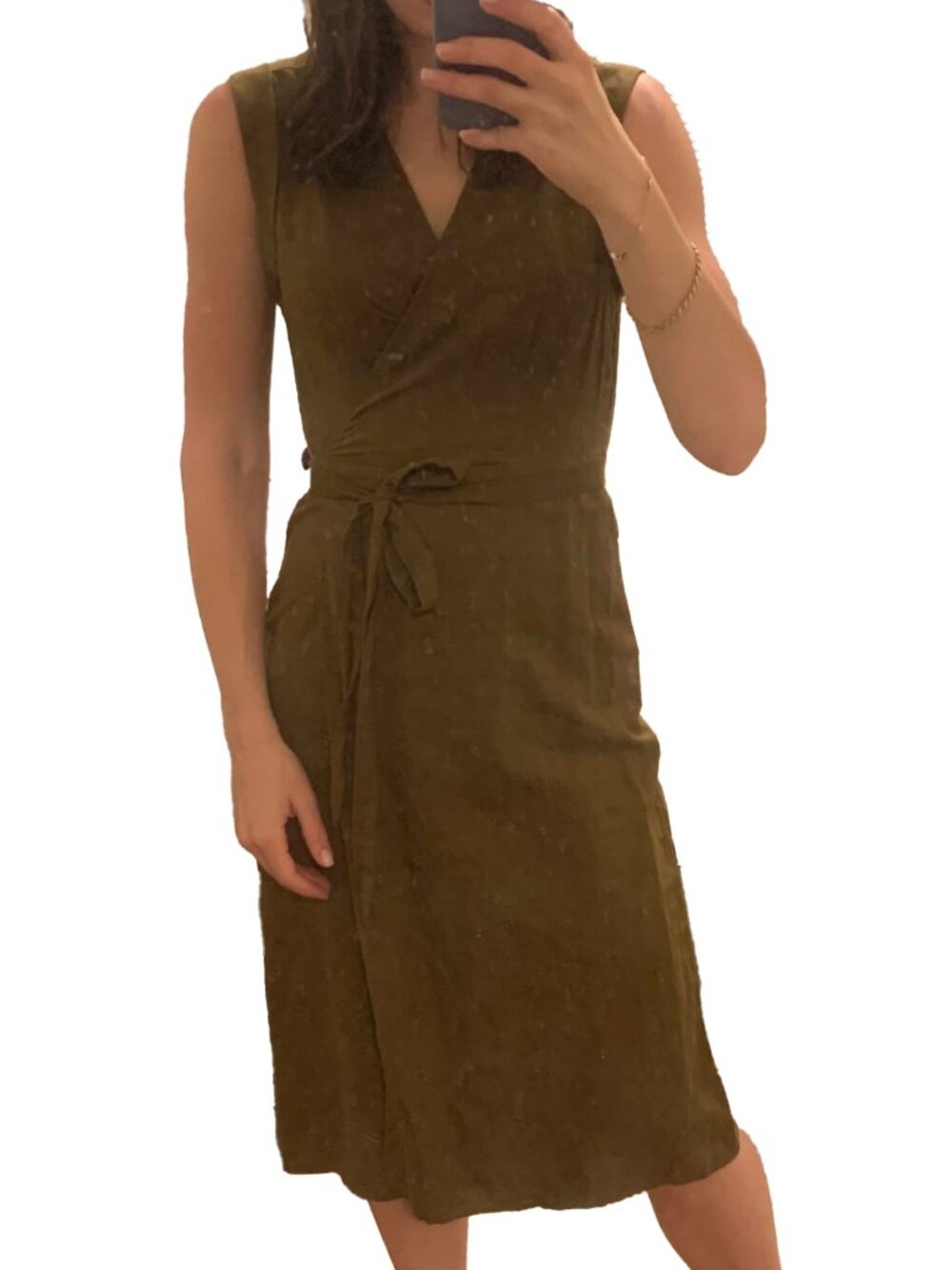 Banana Republic Olive Green Linen Wrap Dress // Size 4